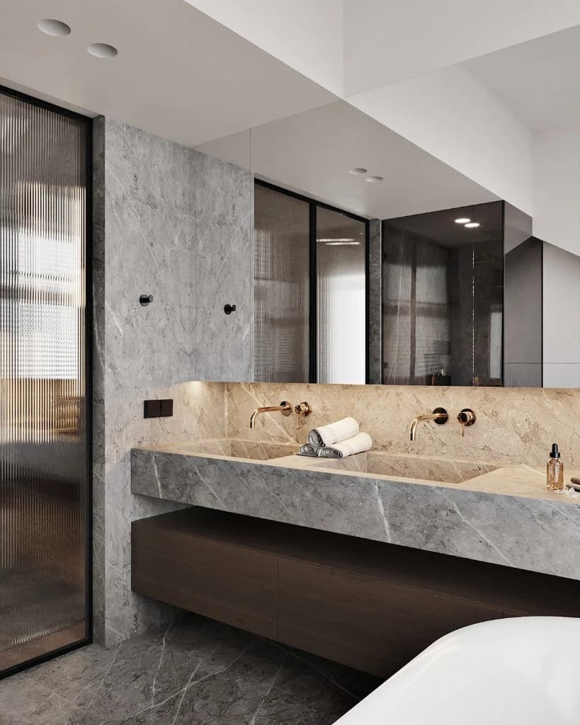 Modern bathroom with tile and moisture-resistant finishes in Forest Hill, Toronto