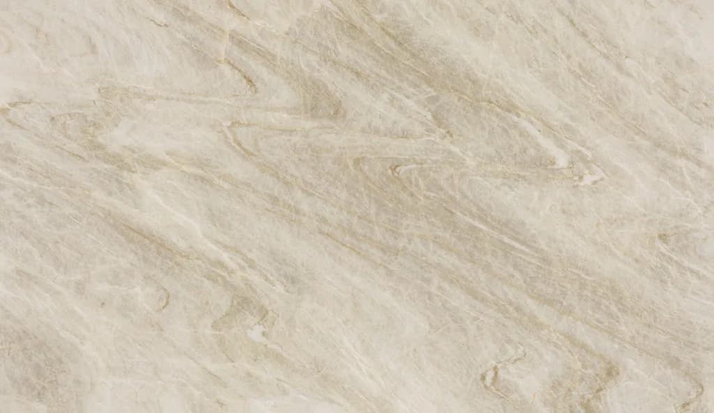Cream quartz slab with warm tan and soft grey veining for kitchen countertops in Midtown, Toronto