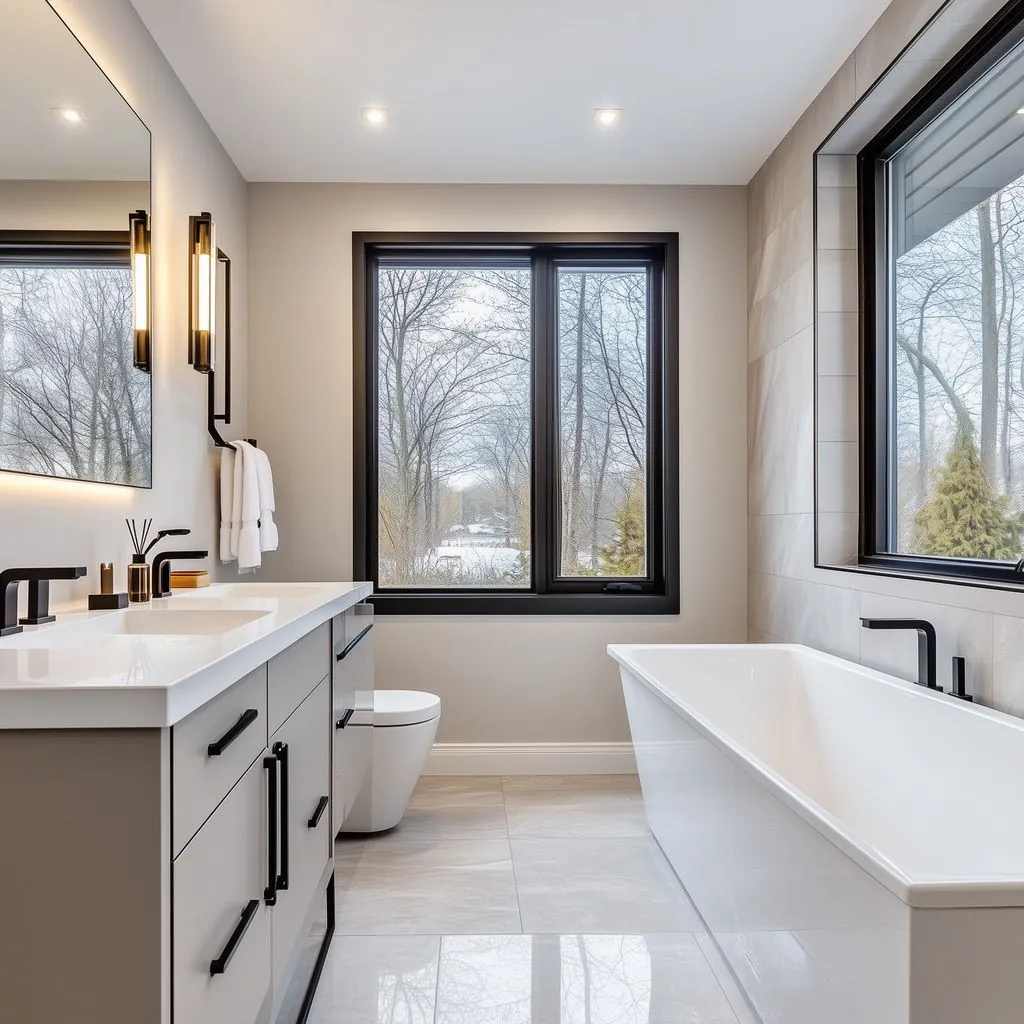 Spa bathroom renovation with marble double vanity in Rosedale, Toronto