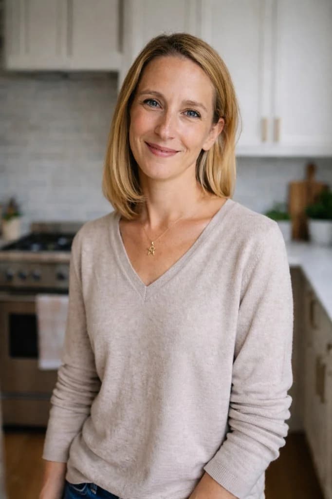 Sarah M. in her renovated kitchen with custom white cabinetry in Forest Hill, Toronto