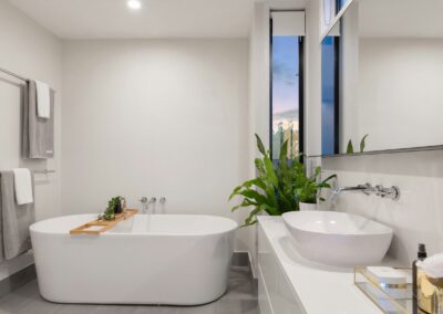 A Modern, Elegantly Renovated Bathroom Highlighting 2024 Trends In Toronto.