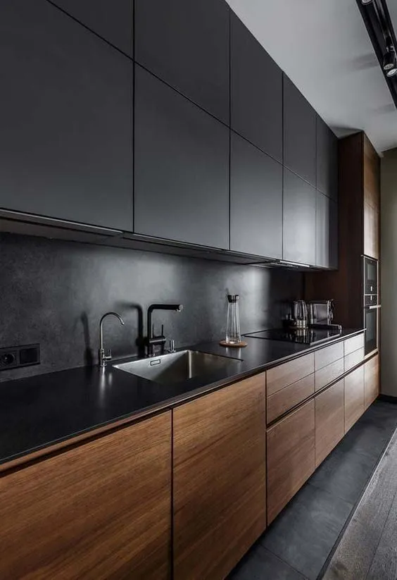 Modern Black And Brown Kitchen